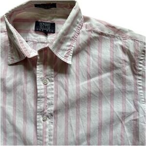 VTG‎ Bonwit Teller Men's 100% Cotton Dress Shirt White/Red Stripe • 15.5 | 33